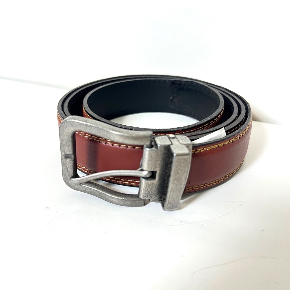 Mens Leather Belt Removable Silver Buckle Rooster‎ Brown Made in Mexico